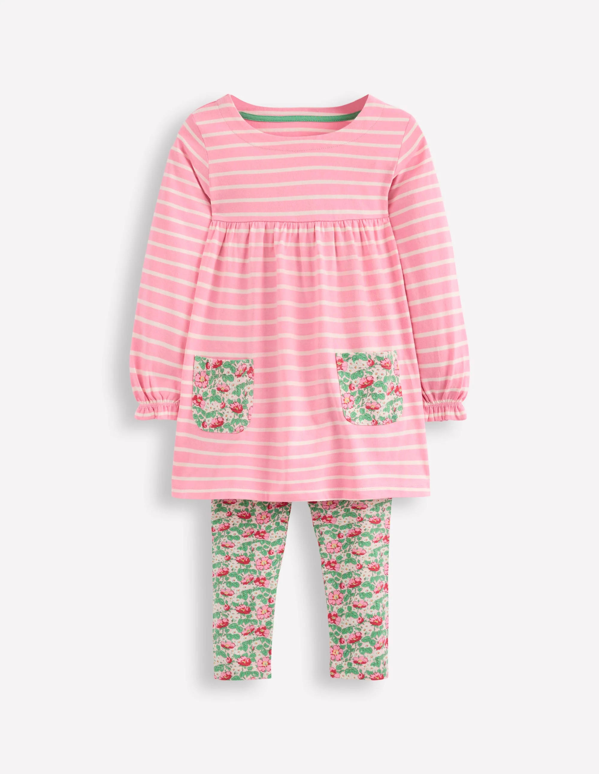 Long-sleeved print tunic set-Chalk Pink Wild Rose | Boden (US)
