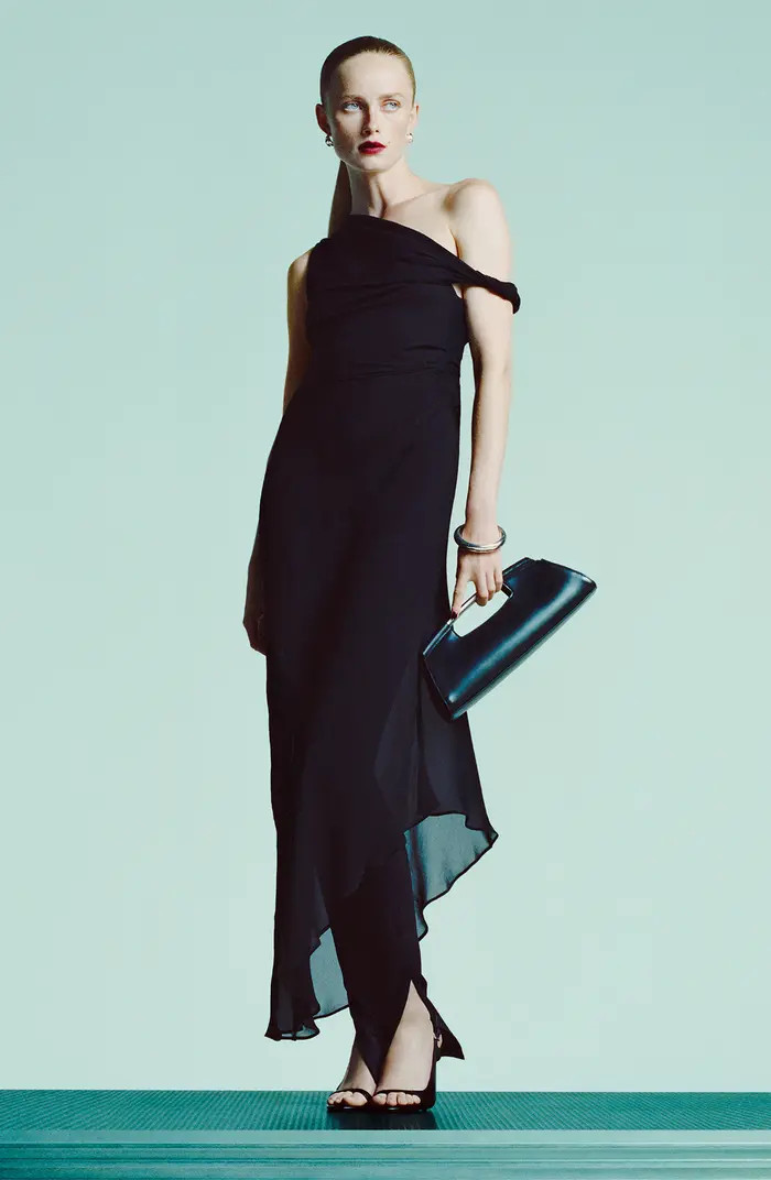 MANGO Asymmetric Draped Chiffon Gown | Nordstrom | Nordstrom