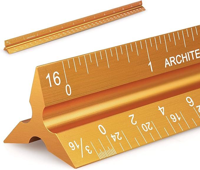 12" Architectural Scale Ruler Aluminum Architect Scale Triangular Scale Ruler for Architects, Dra... | Amazon (US)