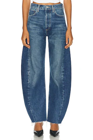 Luna Pieced High Rise Curved Taper Jeans | FWRD 
