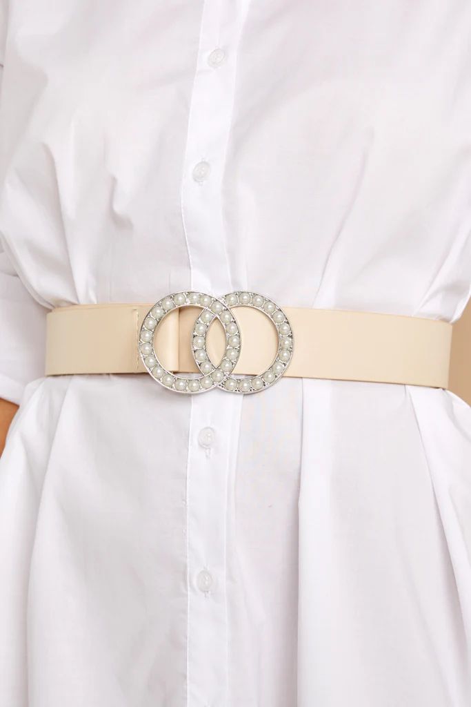 Seeing Double Cream Belt | Red Dress 