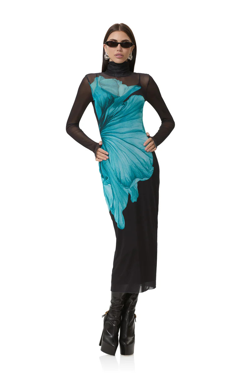 Shailene Dress - Teal Flower | ShopAFRM