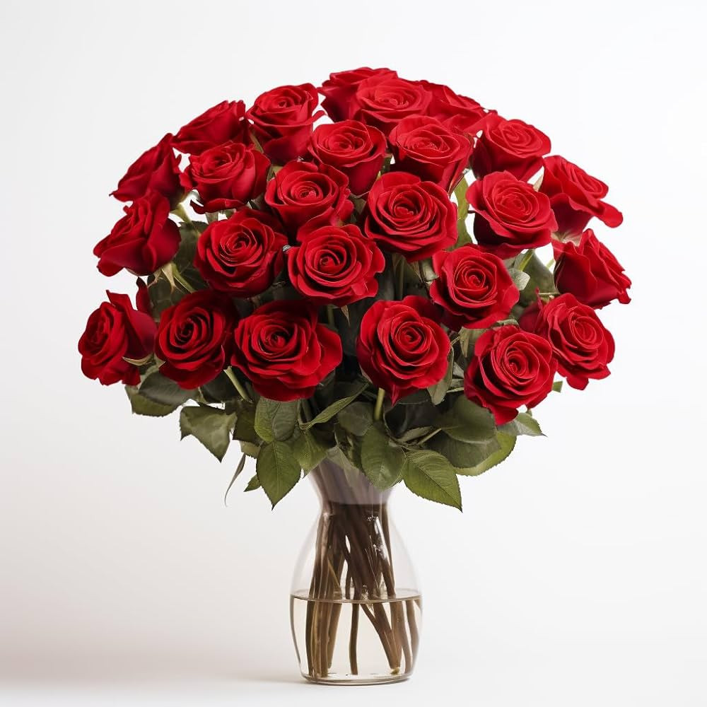 Red Roses- 50 Fresh Flowers- Beautiful Gift | Amazon (US)