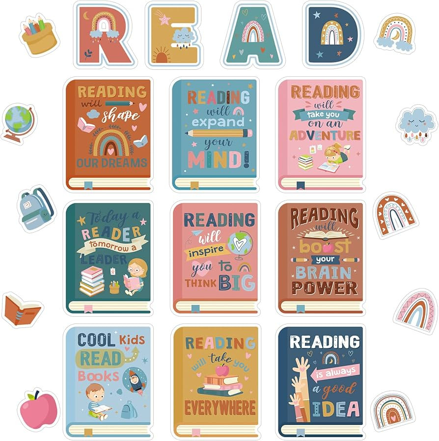 Patelai 23 Pcs Reading Classroom Decorations Reading Bulletin Board Set Boho Reading Poster for T... | Amazon (US)