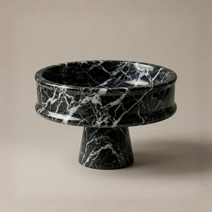 Marble Pedestal Bowl for Kitchen Counter, 10" Handcrafted Natural Stone Decorative Fruit Bowl, Ca... | Amazon (US)