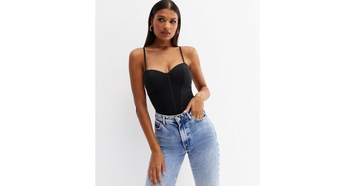 Black Mesh Strappy Corset Bodysuit
						
						Add to Saved Items
						Remove from Saved Items | New Look (UK)