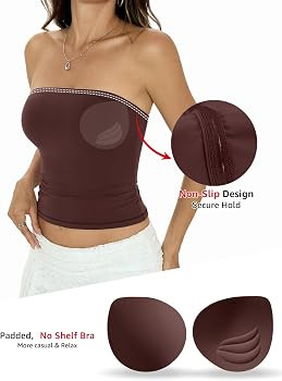EasyGala Womens Padded Double Lined Tube Tops Non Slip Crop Strapless Bandeau Tops Sexy Going Out... | Amazon (US)