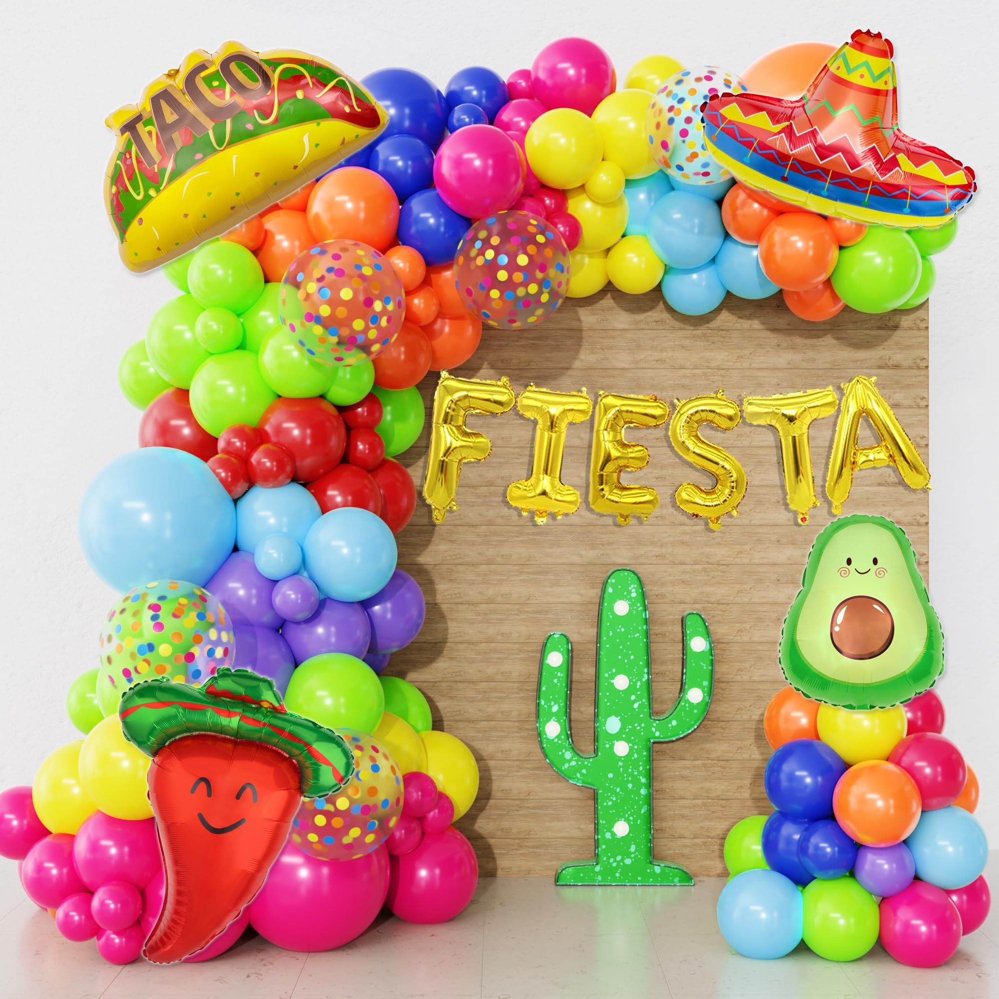 Ouddy Life 121Pcs Mexican Fiesta Taco Party Decorations, Fiesta Balloon Arch Garland Kit Cinco De... | Amazon (US)