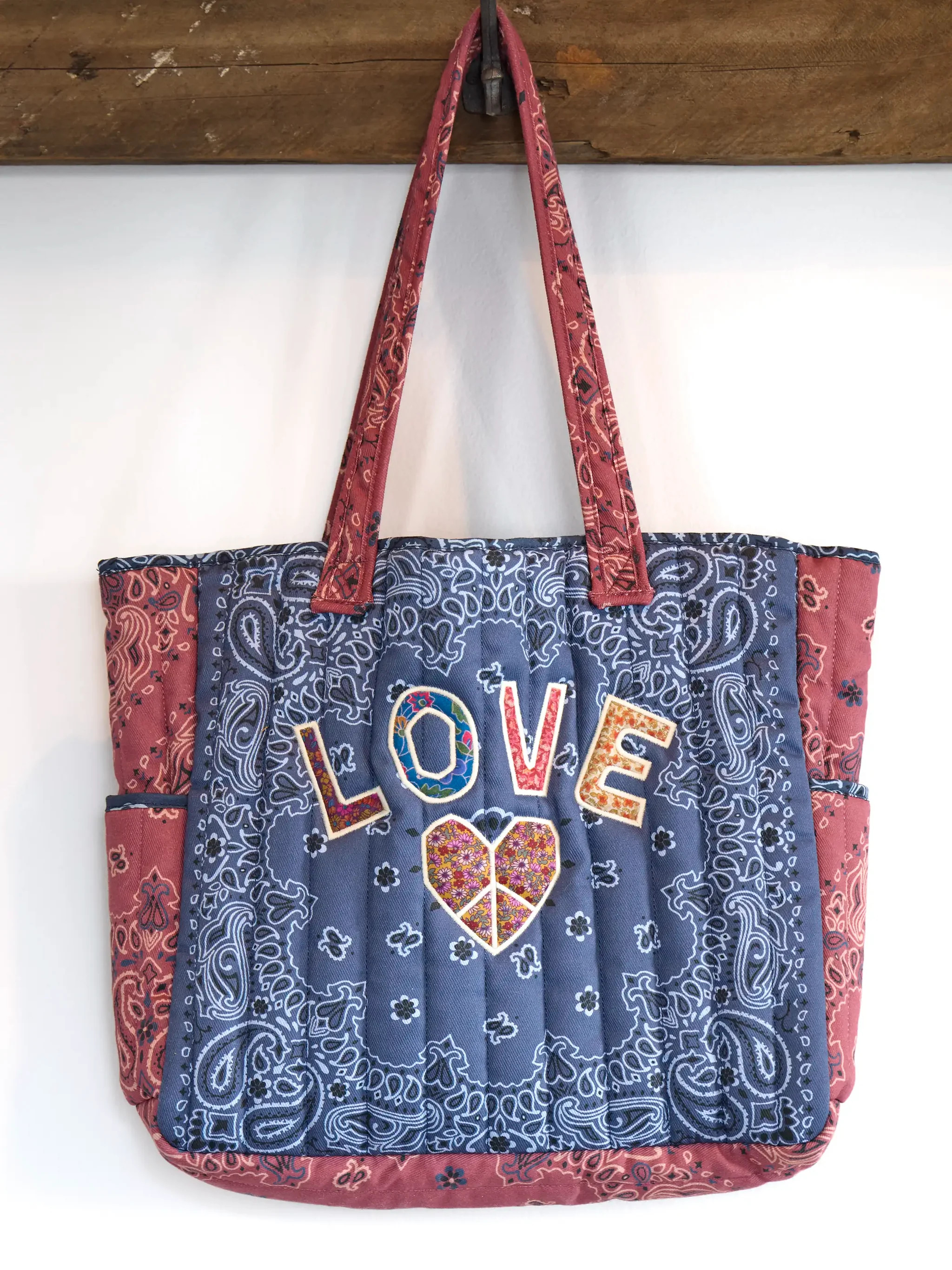 Quilted Applique Love Tote Bag | Natural Life