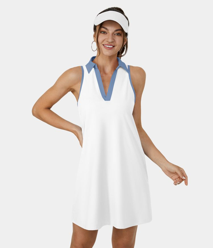 Women's Cloudful™ Air Collared V Neck Side Pocket 2-Piece Cool Touch Golf Dress-Golf Tee Pocket... | HALARA