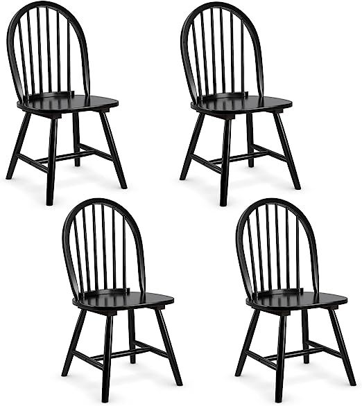 Giantex Set of 4 Windsor Chairs, Wood Dining Chairs, French Country Armless Spindle Back Dining C... | Amazon (US)