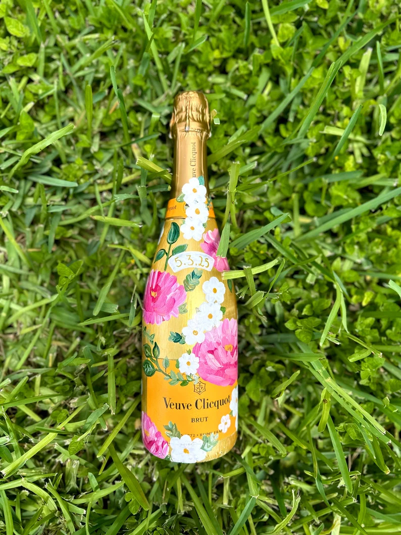 Hand Painted Champagne Bottle Personalized/customized Flowery or Pattern for /birthday Gift/brida... | Etsy (US)