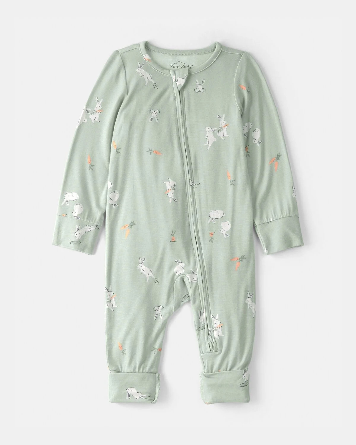 Baby Easter Bunny 2-Way Zip PurelySoft Sleep & Play Pajama - Green | Carter's | Carter's Inc