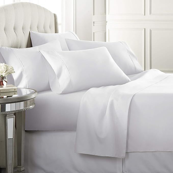 6 Piece Hotel Luxury Soft 1800 Series Premium Bed Sheets Set, Deep Pockets, Hypoallergenic, Wrink... | Amazon (US)