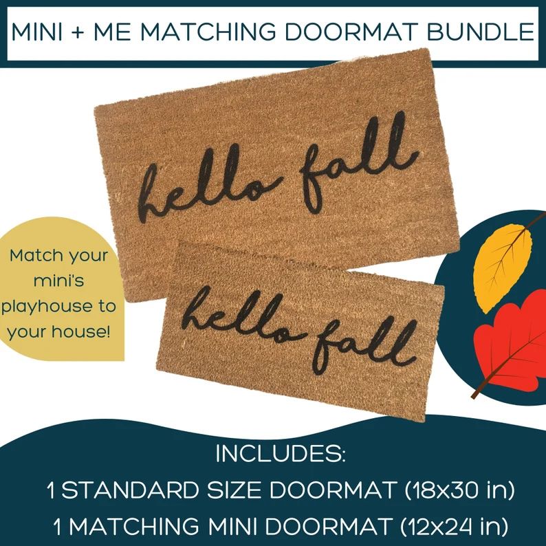 Hello Fall Doormat, Fall Decor, Small door mat, Playhouse Decor, Small rug, Playhouse Outdoor Doo... | Etsy (US)