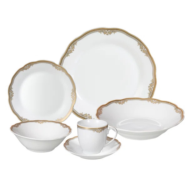 Lorren Home Trends Catherine 24 Piece Dinnerware Set, Service for 4 | Wayfair North America
