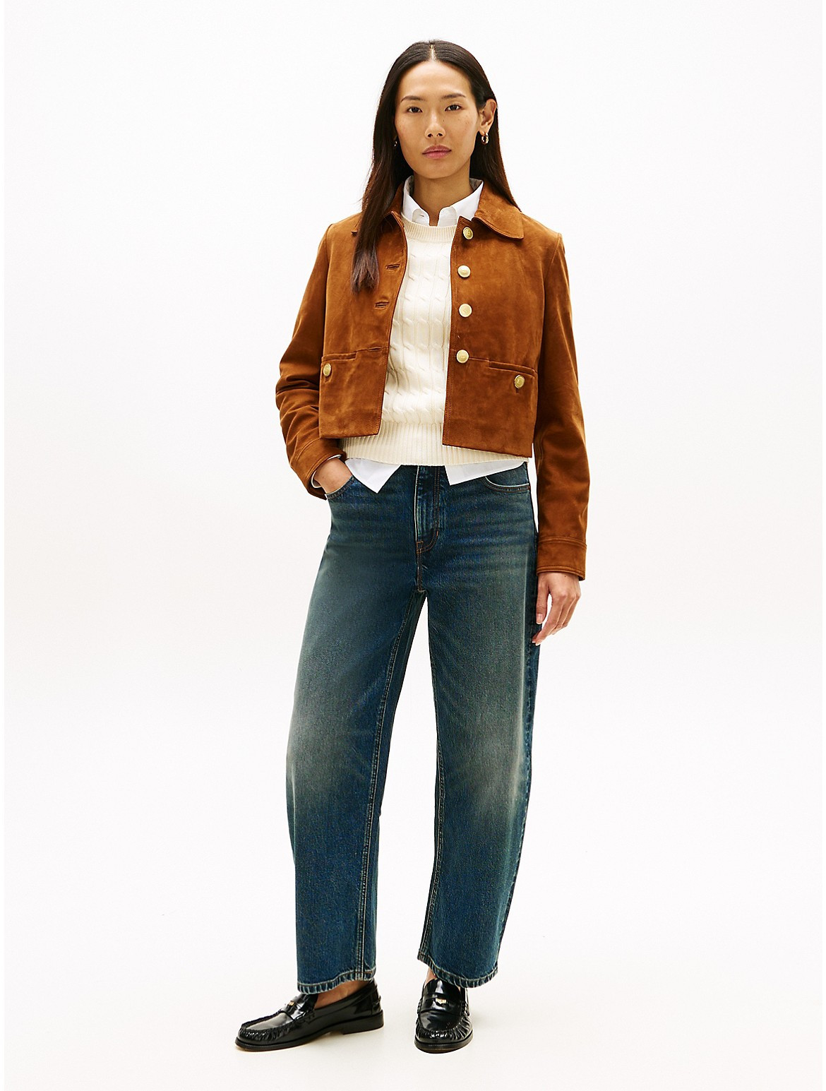 Tommy Hilfiger Women's Stretch High-Rise Barrel Jean - Med Dark Wash - 0 | Tommy Hilfiger (US)