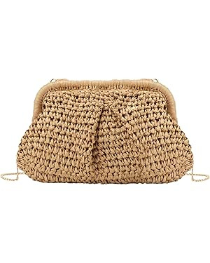 GOKTOW Straw Dumpling Clutch Purse,Summer Vacation Beach Crossbody Bag for Women,Raffia Wicker Ra... | Amazon (US)