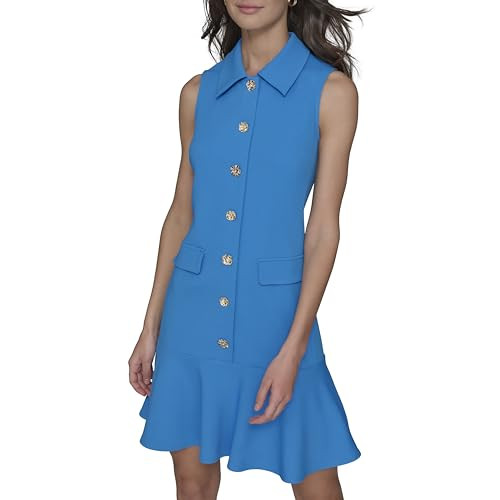 Karl Lagerfeld Women's Sleeveless Collared Button Front A-line Mini Dress | Amazon (US)