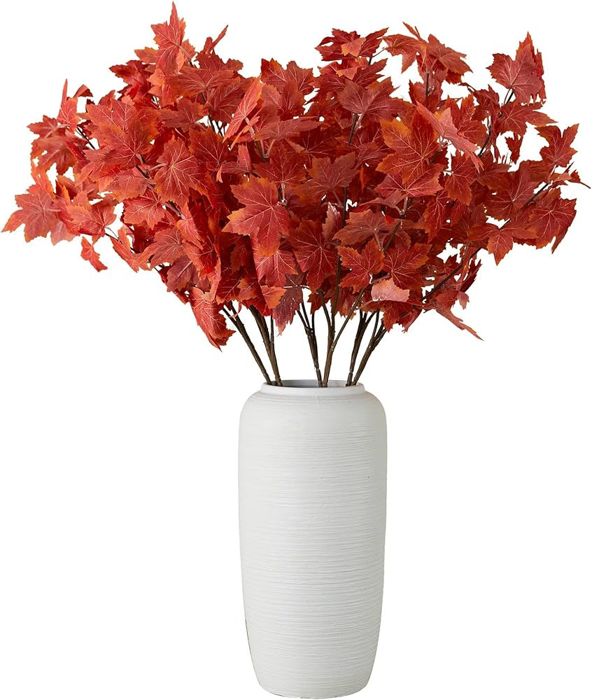 MISSPIN 6 PCS Fall Decor Artificial Silk Maple Leaves Branches Set 35.43 Inch Fall Stems Faux Map... | Amazon (US)