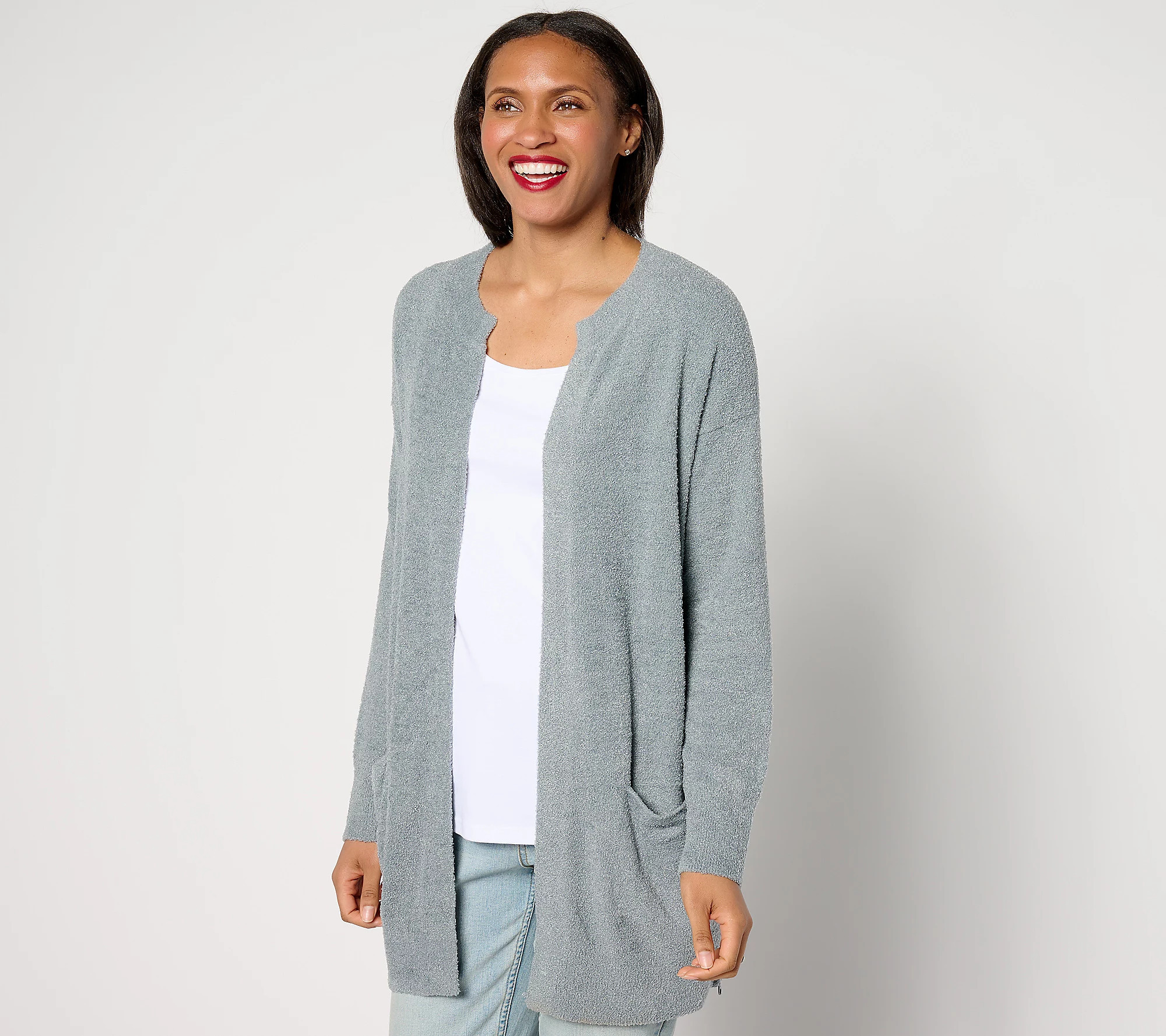 As Is Barefoot Dreams CozyChic Lite Side Zip Cardigan | QVC