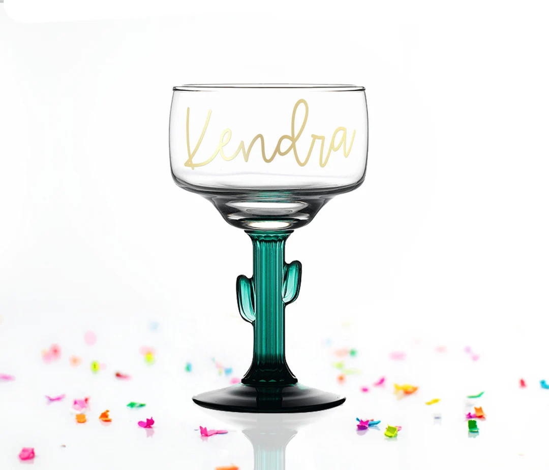 Personalized Margarita Glass - Custom Name Margarita Glass - Cactus Margarita Glass - Holiday gif... | Etsy (US)