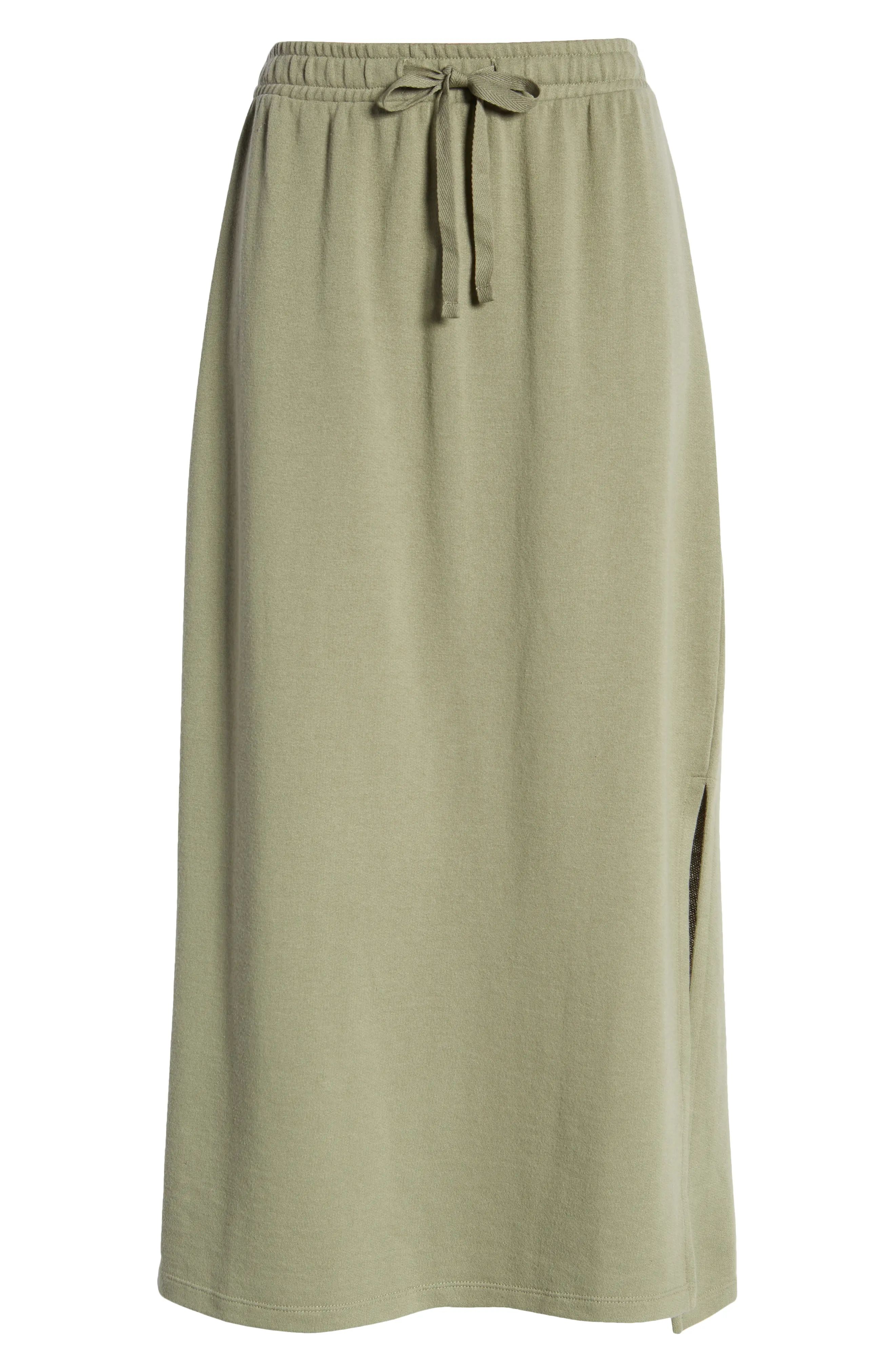Caslon(R) Side Slit Midi Skirt in Green Dune at Nordstrom, Size Xx-Small | Nordstrom