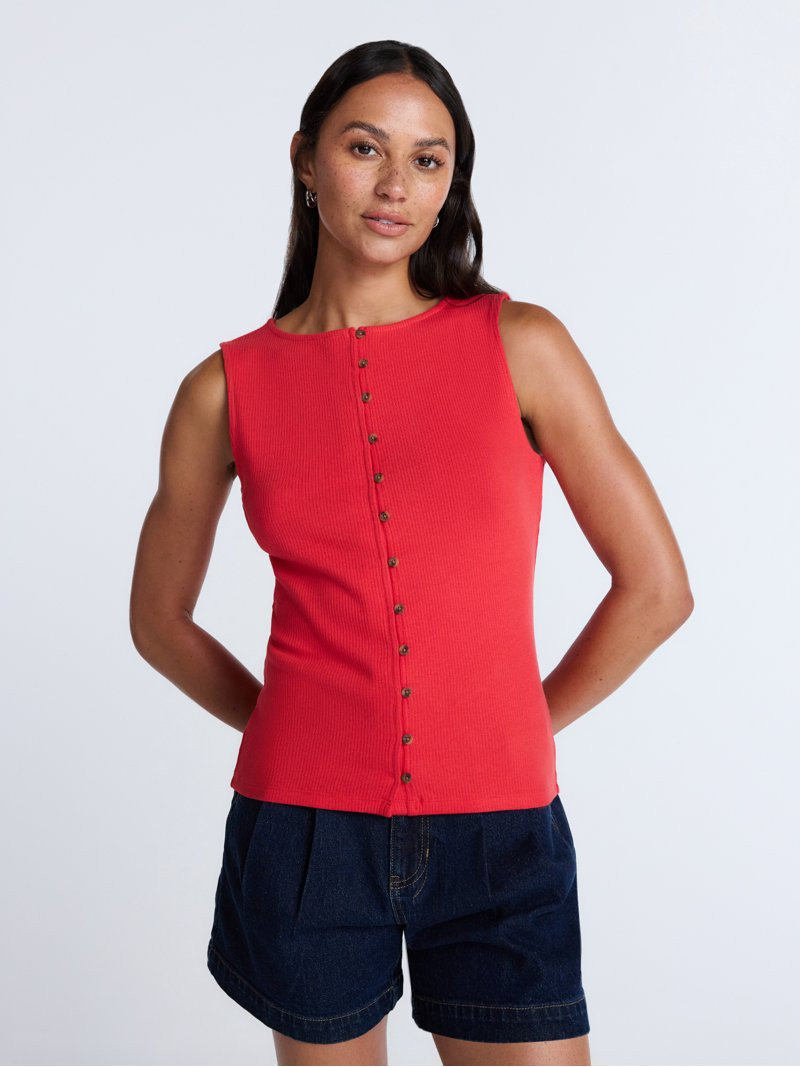 Time and Tru Women's Button Front Tank Top, Size XS-XXXL | Walmart (US)