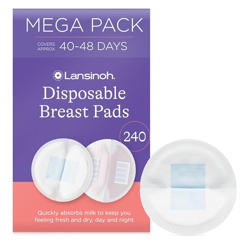 Lansinoh Disposable Breast Pads Pack of 240 for nursing breastfeeding mothers, essential for hospital bag, thin super absorbent layers, discreet fit | Amazon (UK)
