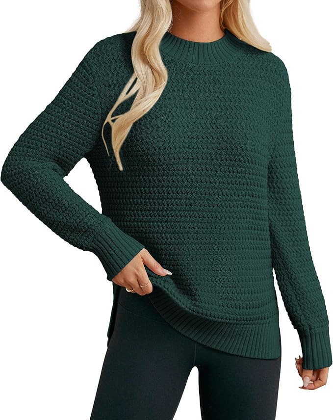 GRACE KARIN Sweaters for Women 2025 Mock Neck Fall Sweater Long Sleeve Side Slit Chunky Pullover ... | Amazon (US)