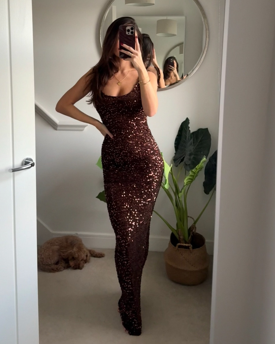 Chocolate brown sequins for party season #chocolatebrown #partydress #christmasparty 

#LTKwinter #LTKdatenight #LTKuk