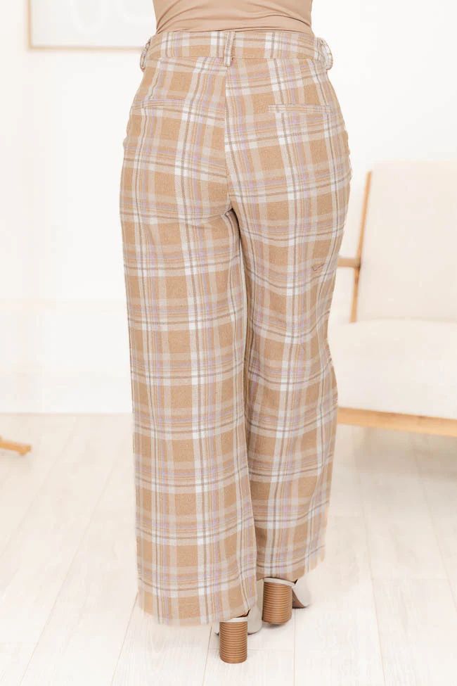 Trust The Process Tan Plaid Wide Leg Pants | Pink Lily