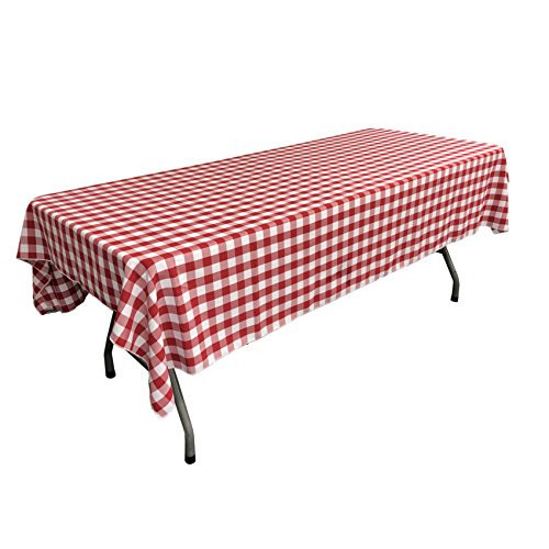 LA Linen Gingham Tablecloth - Checkered Tablecloth for Parties, Picnics & More - Farmhouse Tablecloth - Spring Tablecloth - Picnic Tablecloth - Cloth Tablecloths for Rectangle Tables - 60”x108 Red | Amazon (US)