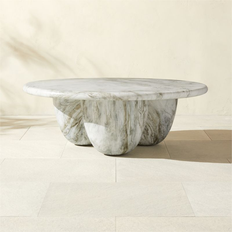 Cova Round Marbled Resin Indoor/Outdoor Coffee Table + Reviews | CB2 | CB2