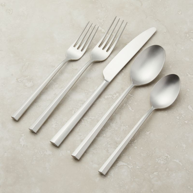 Vince Satin 5-Piece Flatware Place Setting + Reviews | Crate & Barrel | Crate & Barrel