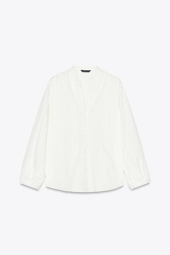 EMBROIDERED EYELET BLOUSE | Zara US