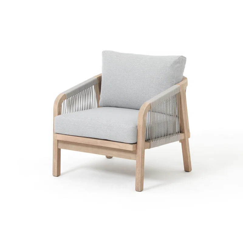 Marinee Acacia Wood Outdoor Woven Chair With Cushions | Wayfair North America
