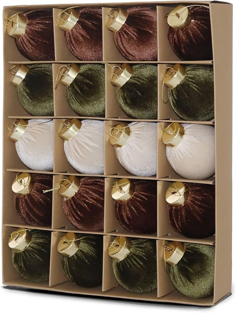 20PCS Velvet Ornaments for Christmas Tree, 2.36INCH Multicolor Flocked Christmas Ornaments Decora... | Amazon (US)