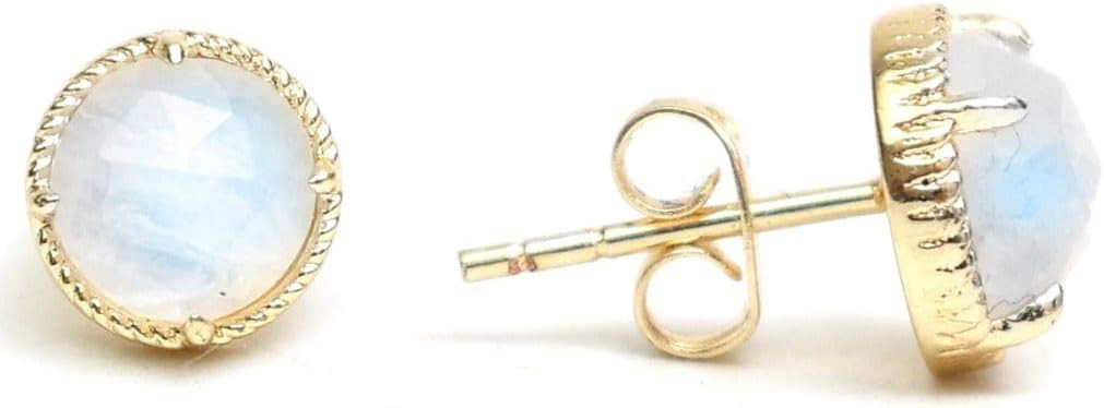 Gempires Round Gemstone Stud Earrings – Hypoallergenic Lightweight Non-Tarnish Gold Plated Jewe... | Amazon (US)
