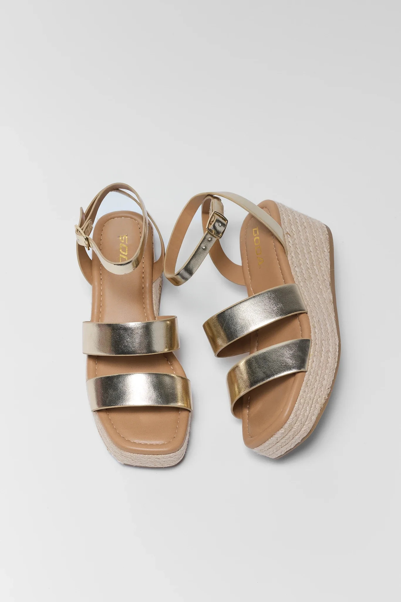 Gold Strap Braided Wedges | Avara