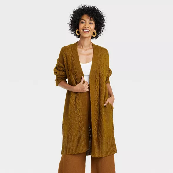 Women's Cable Knit Open-Front Cardigan - A New Day™ | Target