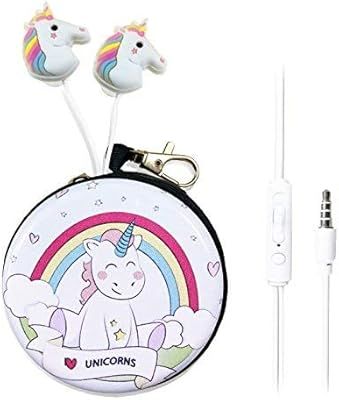 QearFun in Ear 3D Cute Cartoon Animal Unicorn Horse Headphones with Mic with Earphone Case Hands-... | Amazon (US)