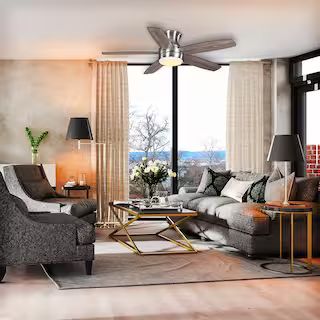 Ashby Park 52 in. White Color Changing Integrated LED Bronze Ceiling Fan with Light Kit and Remot... | The Home Depot
