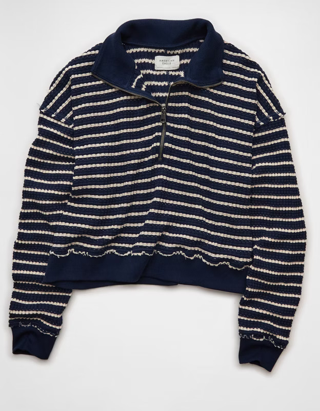 AE Half-Zip Waffle Fleece Sweatshirt | American Eagle Outfitters (US & CA)