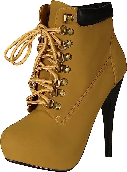 Forever Link Womens Compose-01 Tyrant Military Lace Up Platform Ankle Bootie | Amazon (US)