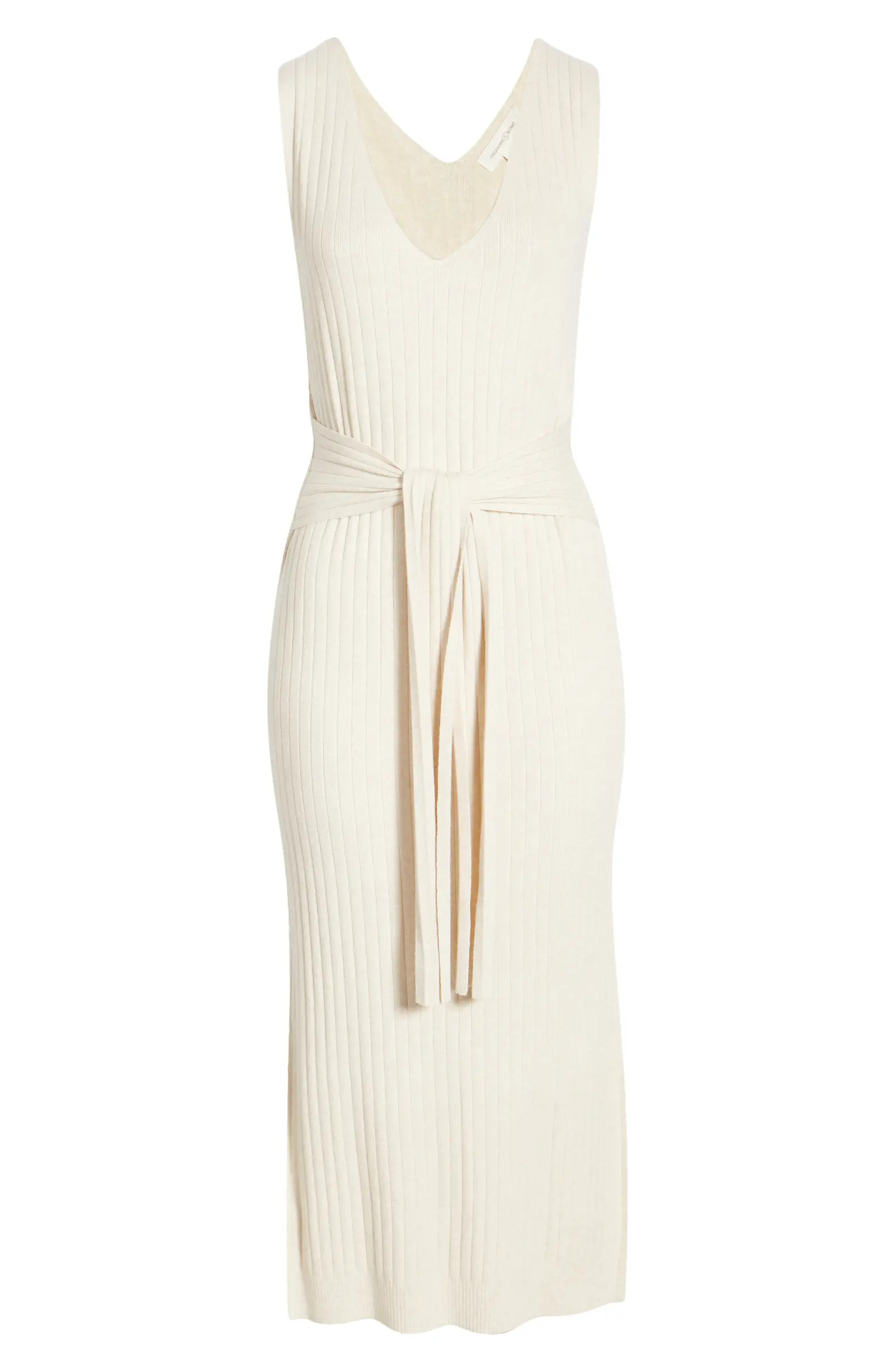 Tie Waist Sleeveless Rib Sweater Dress | Nordstrom