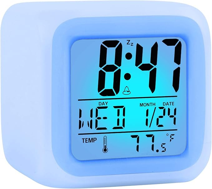 Kids Alarm Clock Stocking Stuffers for Kids, Easy Setting Digital Travel Large Display Time-Date-... | Amazon (US)