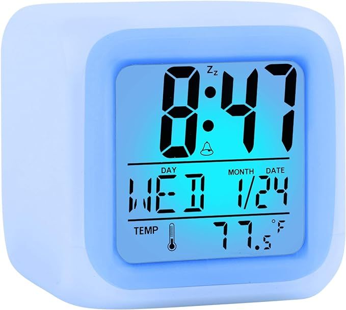 Kids Alarm Clock Stocking Stuffers for Kids, Easy Setting Digital Travel Large Display Time-Date-... | Amazon (US)