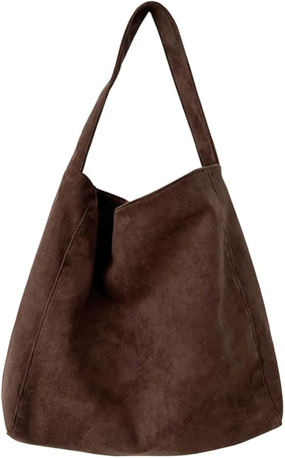 Large Suede Tote Bag For Women Slouchy Shoulder Bags Suede Purses Women’s Satchel Bag Work Hand... | Amazon (US)