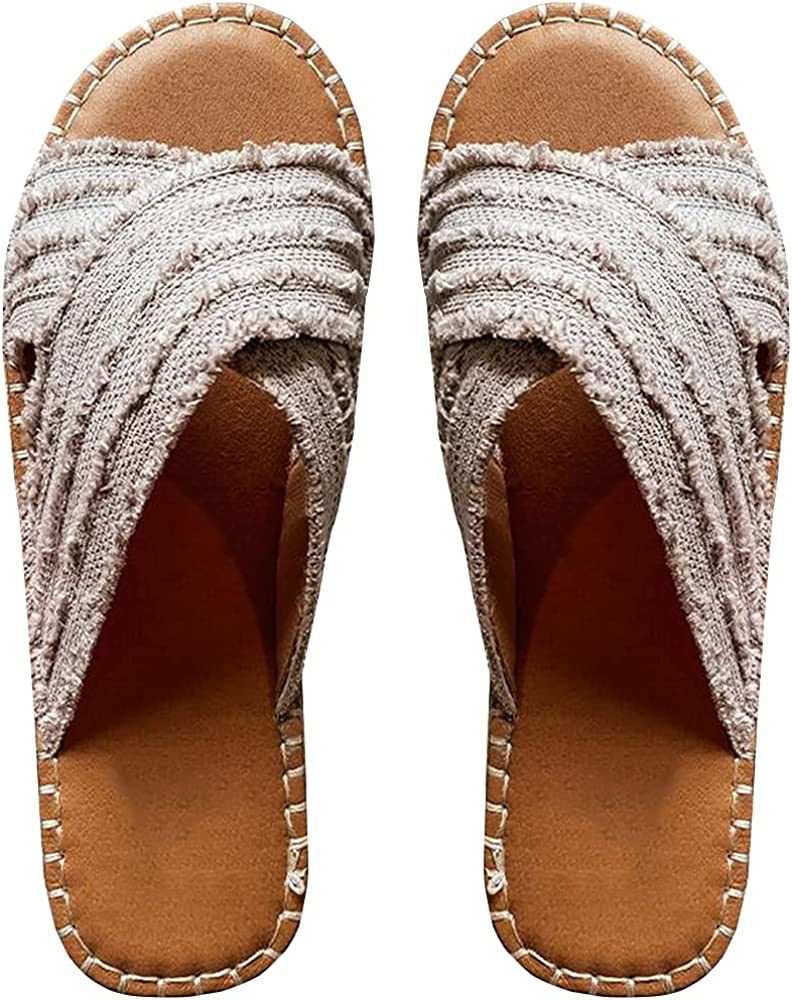CLEO ESPADRILLE SLIDES, Cleo Cross Sandals-Flat-bottomed Textile cross upper Rubber Espadrille so... | Amazon (US)